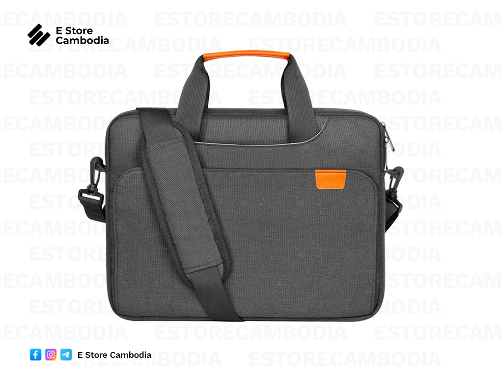 Laptop bag 17 មានខ្សែពណ៌ប្រផេះ